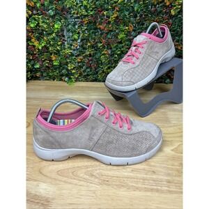 Dansko Shoes Elise Casual Comfort Low Sneakers Suede Lace Up Tan Pink Women's 38